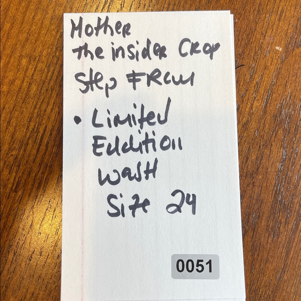 Mother The Insider Crop Step Fray Jeans – Limited Edition Wash, Size 24 (NWT) - Picture 13 of 13